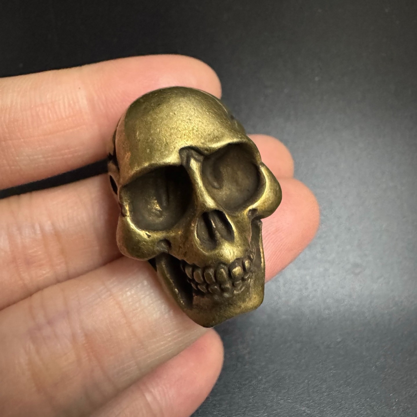 Vintage Solid Brass Cracked Skull Mini Statue Gothic Desktop Ornament Figurine