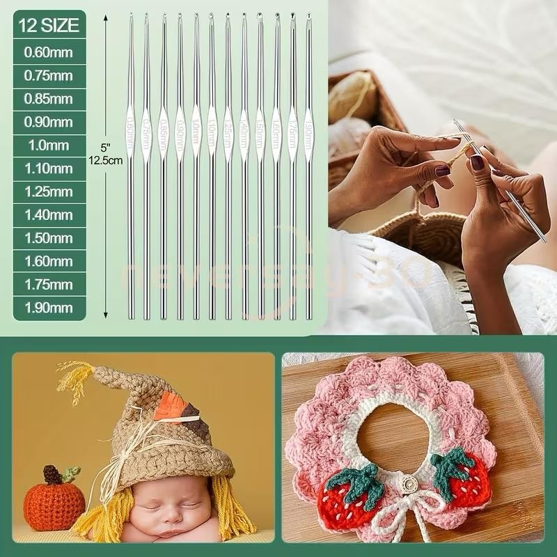NEW 59-Piece Complete Crochet Kit Starter Beginners Kids W/ Yarn Knitting Tools