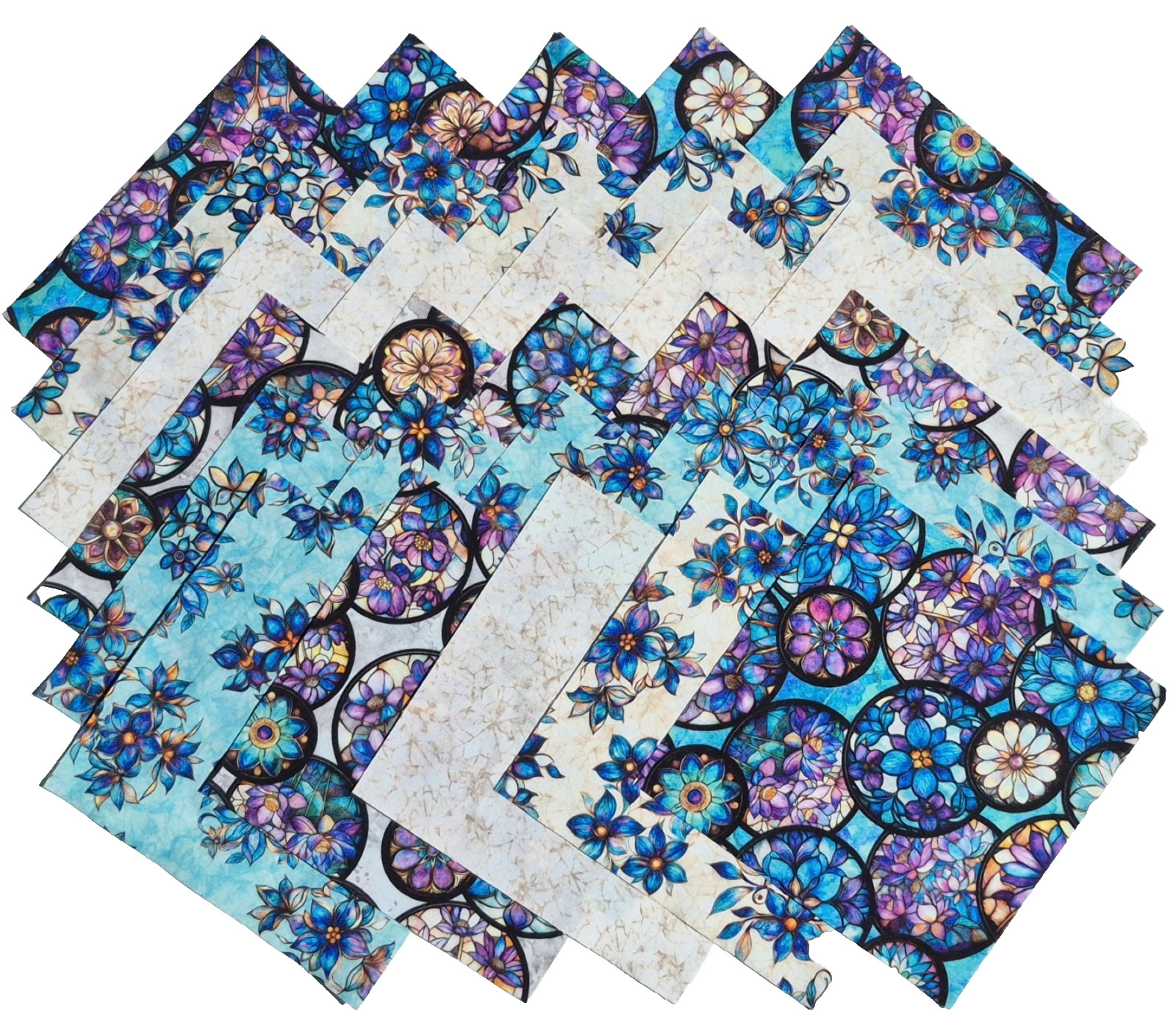 MOSAIC BLOOMS from QT Fabrics – (30) 6.5″ fabric squares