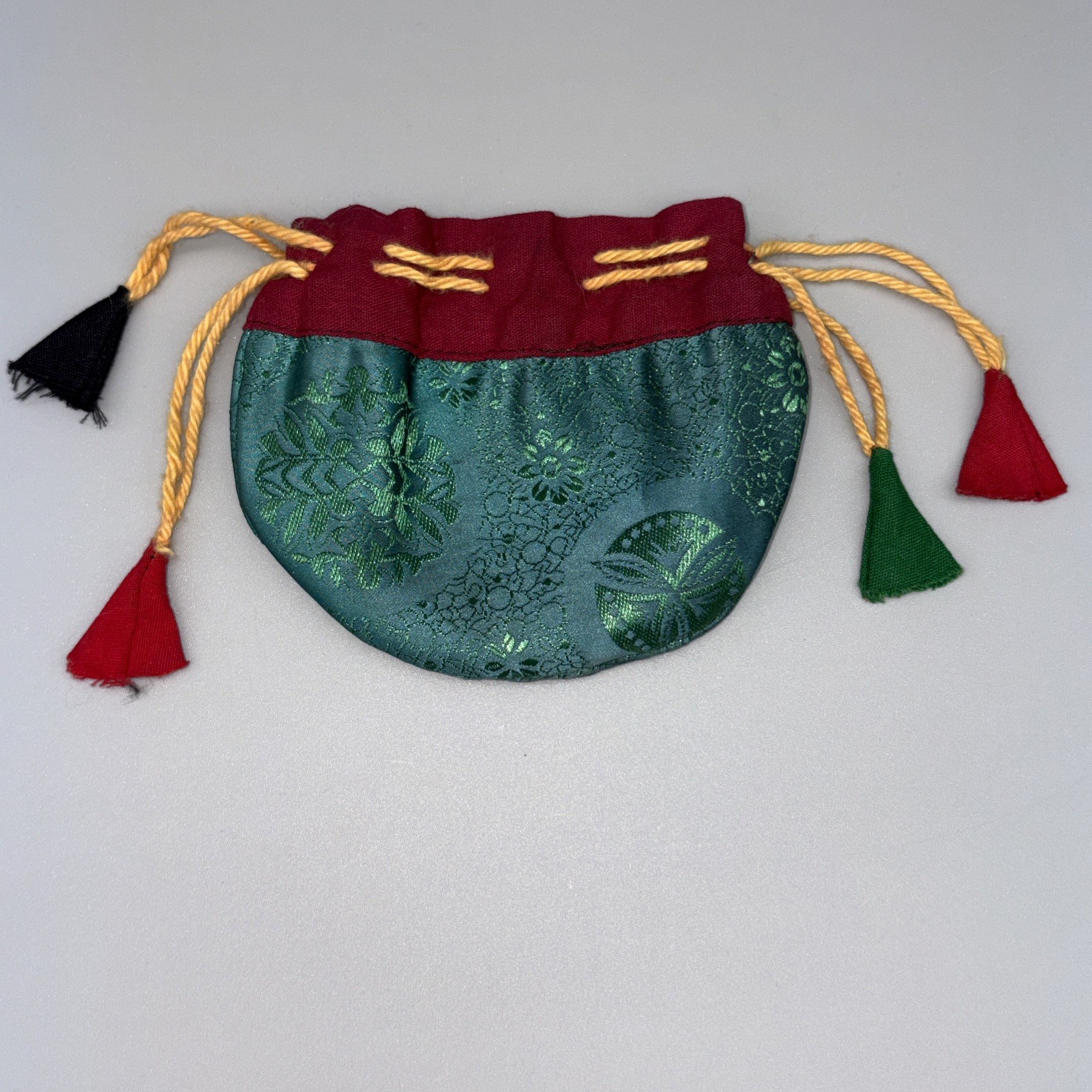 Vintage Chinese Silk Brocade Drawstring Jewelry Pouch & Wine Bottle Gift Bag Lot