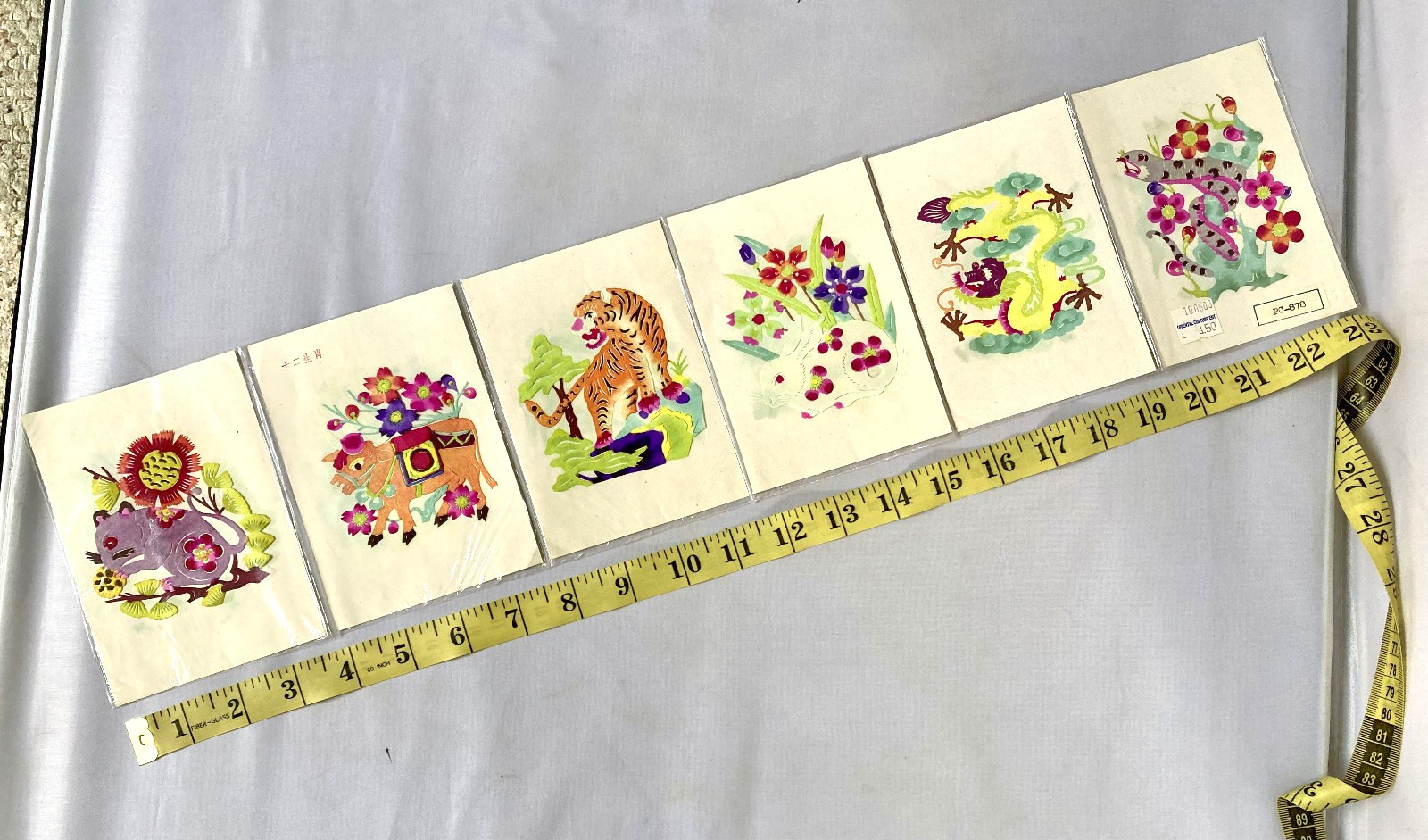 Vintage Chinese Zodiac Images: 12 Painted Embossed Fold Out Horoscope Cards
