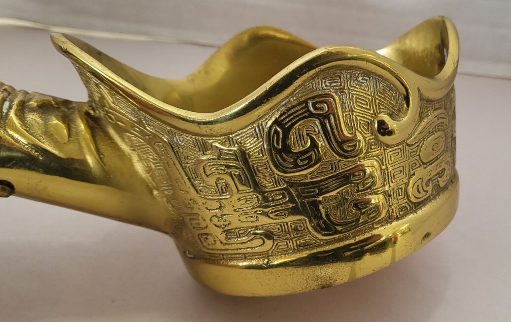Vintage Chinese Brass Silk Iron (Coal) W Wood Handle