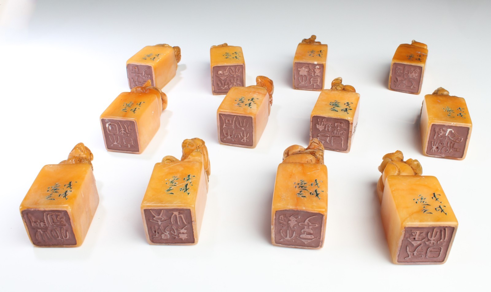A set of twelve inked chinese zodiac signs or astrological symbol