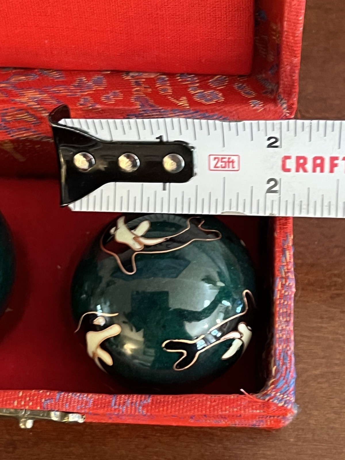 Vtg Chinese Baoding Meditation Health Balls Orca Whale Cloisonne w/ Box