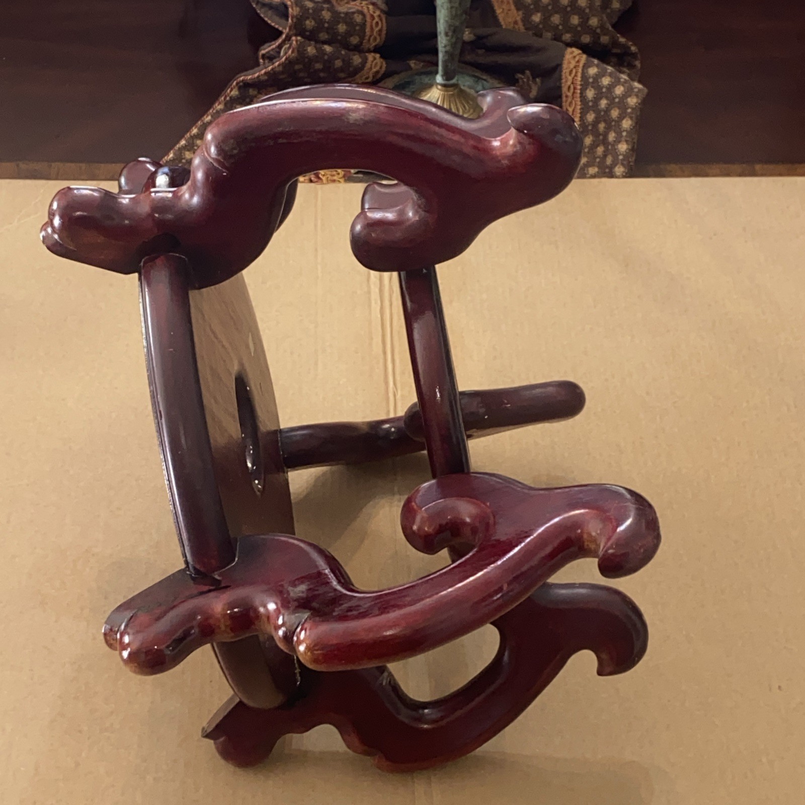 Antique Chinese Carved Rosewood Display Stand Base Vase Heavy And Well Crafted