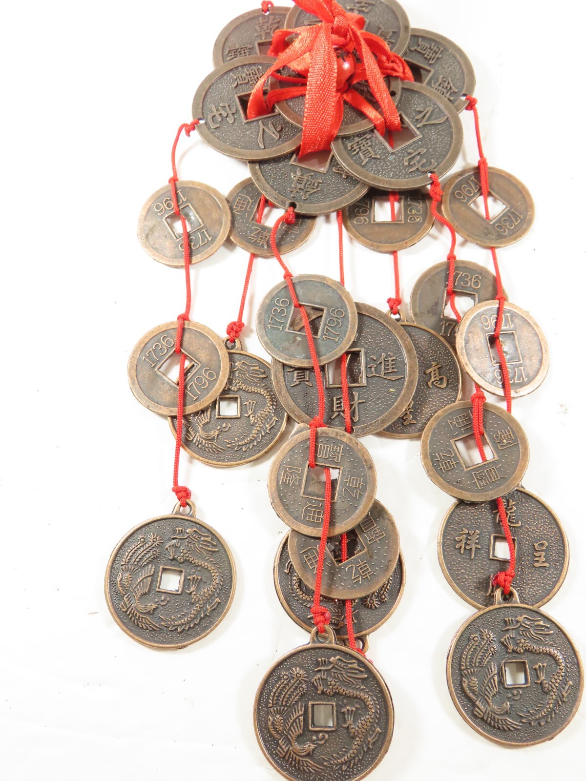 Chinese New Year Ornament Wind Chime Christmas Red Vintage C5936