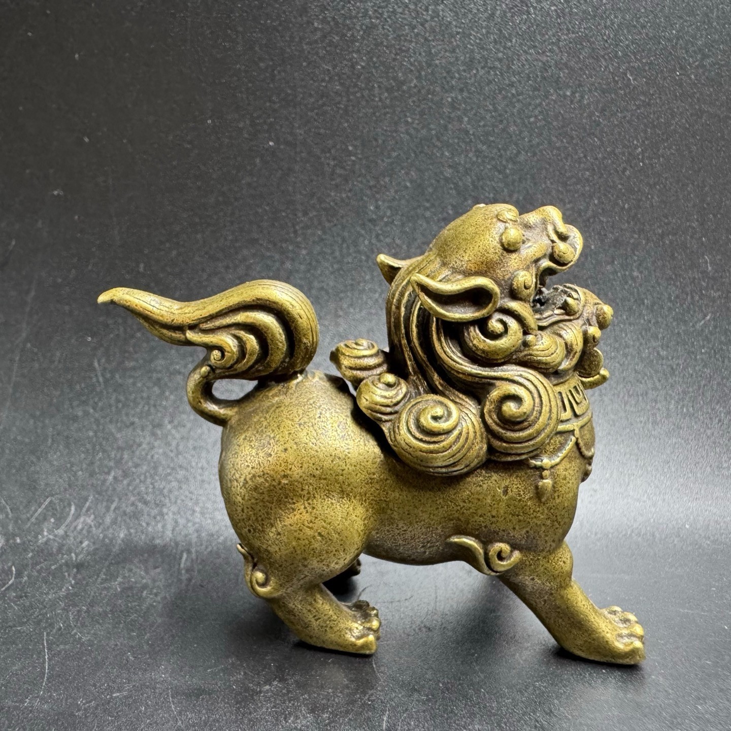 Vintage Brass Qilin Incense Burner Mini Kylin Censer Feng Shui Wealth Ornament