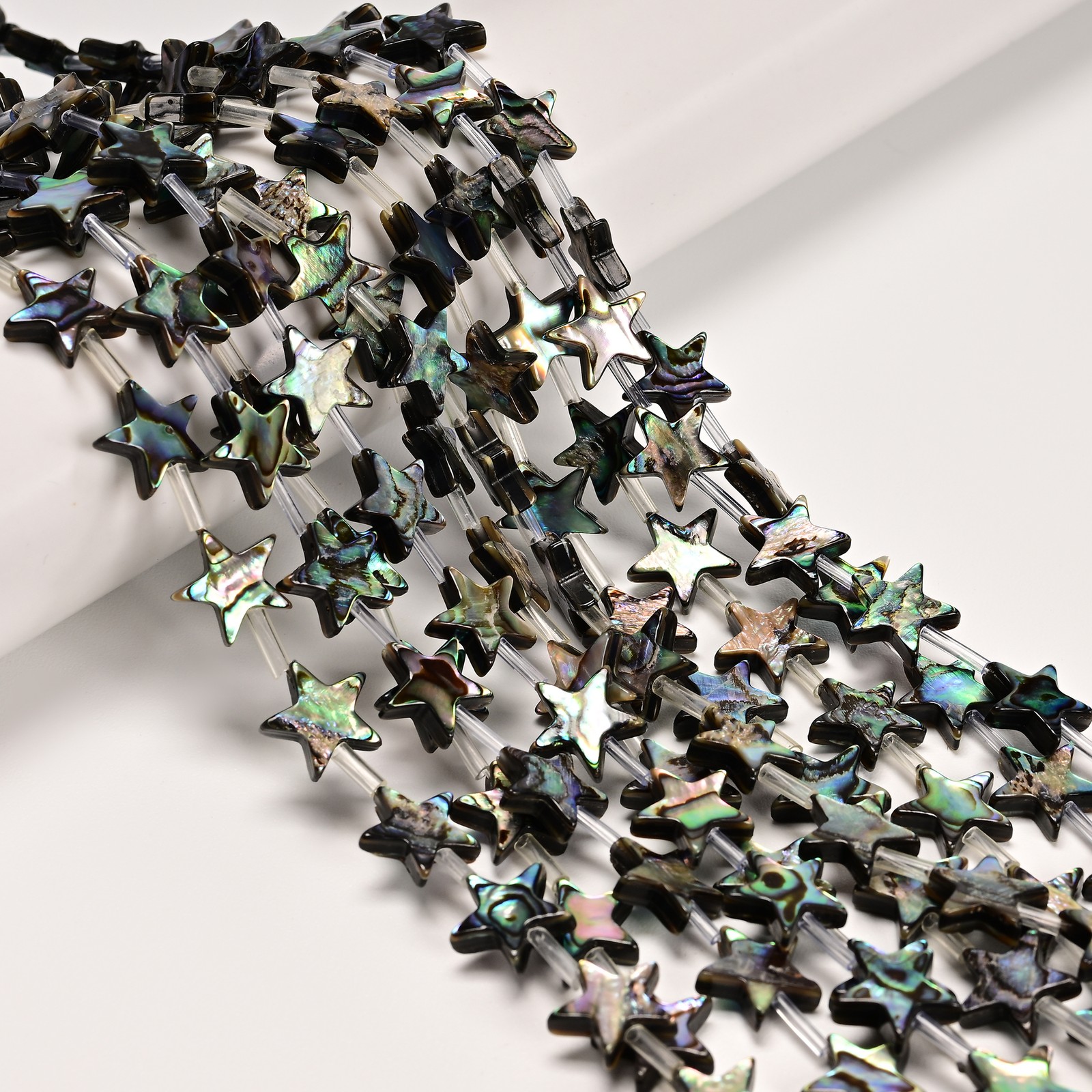 Natural Abalone Shell Five-Pointed Star Shape Beads Size 12mm 15.5” Strand