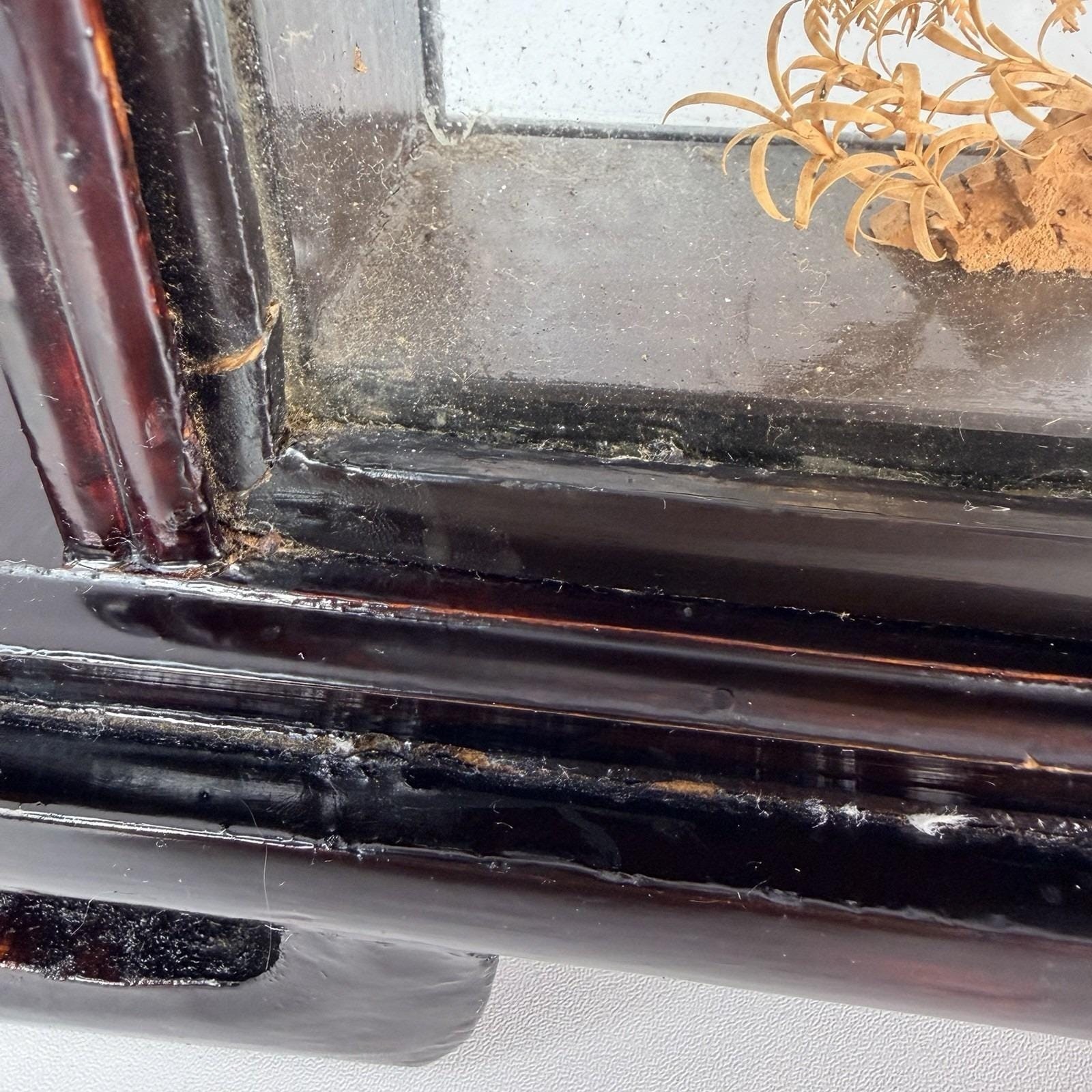 Vintage San You Chinese Cork Diorama Glass Case Black Wood Plinth 19.5×10″x3.5″