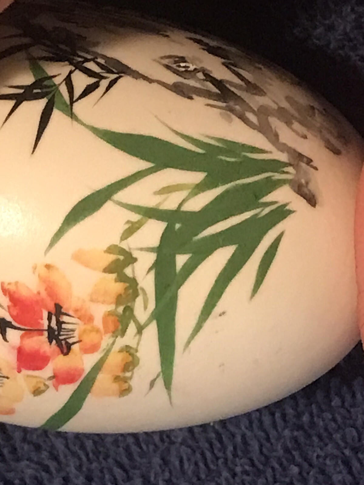 Japanese Oriental Asian Hand Painted Egg Shell Home Decor Signed Vintage