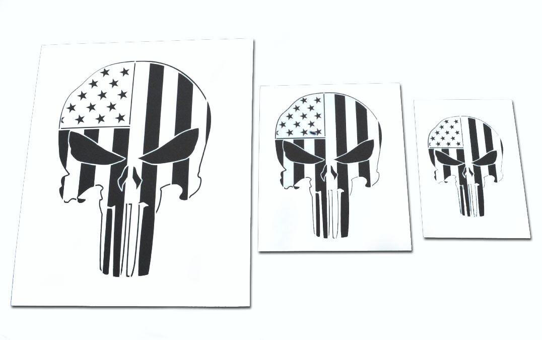 3 PACK American Flag Punisher Skull Airbrush Painting Truck Camo Stencil Set