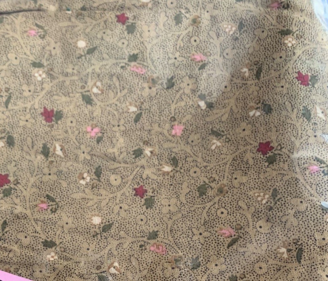 Brown Floral Cotton Fabric 1/2 yard x 44″ Material Quilting Sewing Crafts