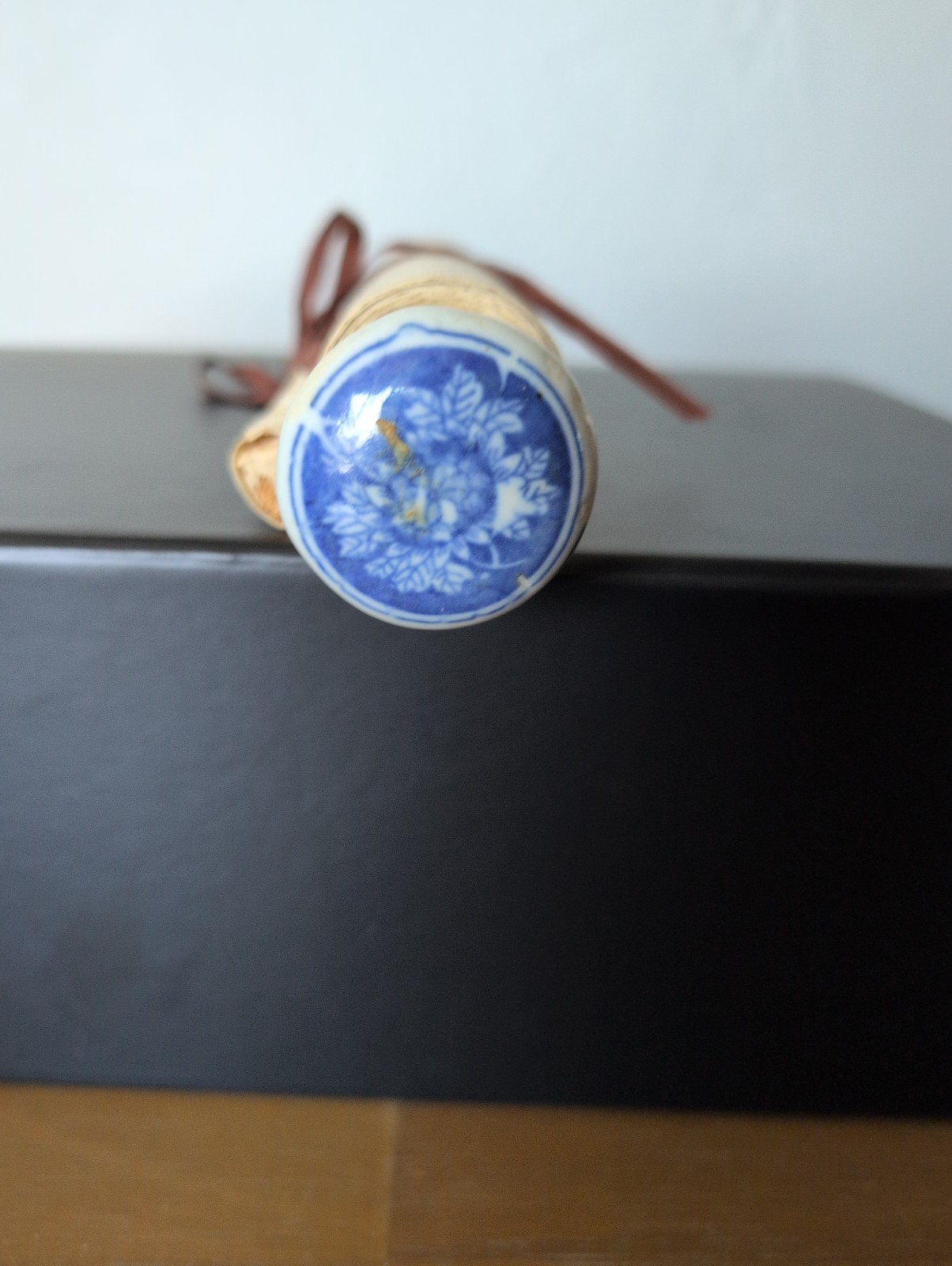 Vtg Original Chinese Plum Blossom Scroll Blue/ Wht Porcelain Knobs 96 cm x 24 cm