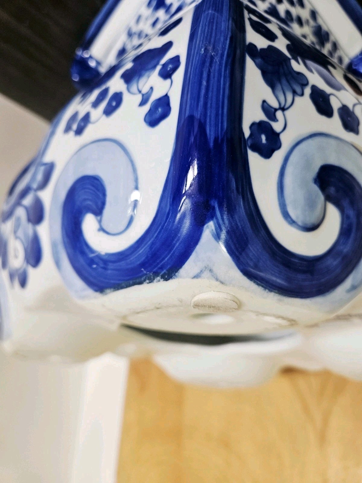 Beautiful Hand Painted Blue & White Chinoiserie Garden Stool Plant Stand Rare