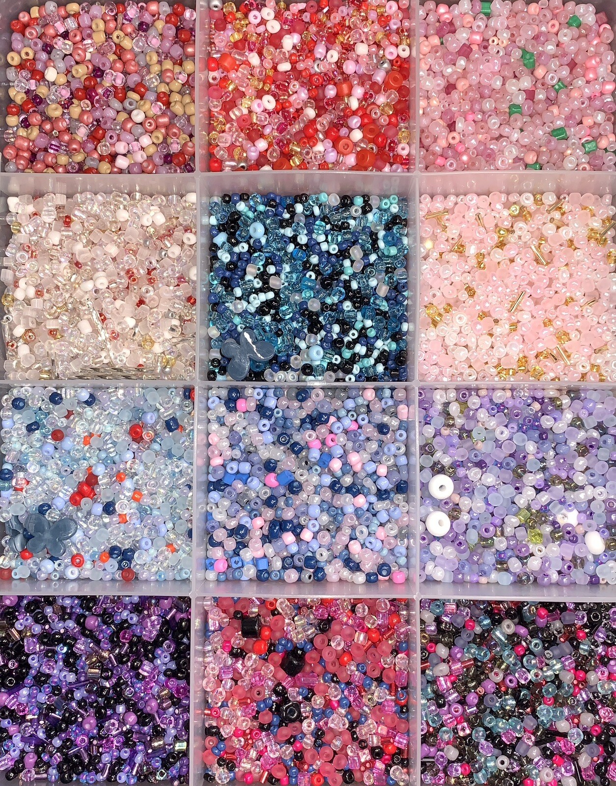 1 LB / 16 Oz/ 454 Grams Unique Mix Color Glass Seed Beads Lot 36 Packages