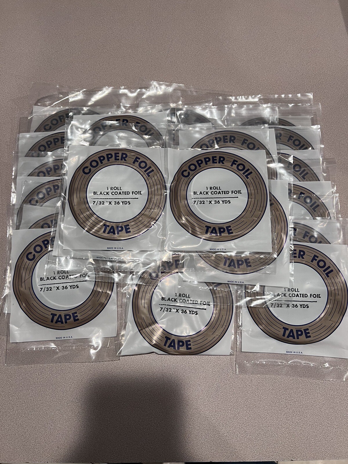 NEW – 24 Rolls EDCO Black back copper Tape, 7/32 Stained Glass Foil