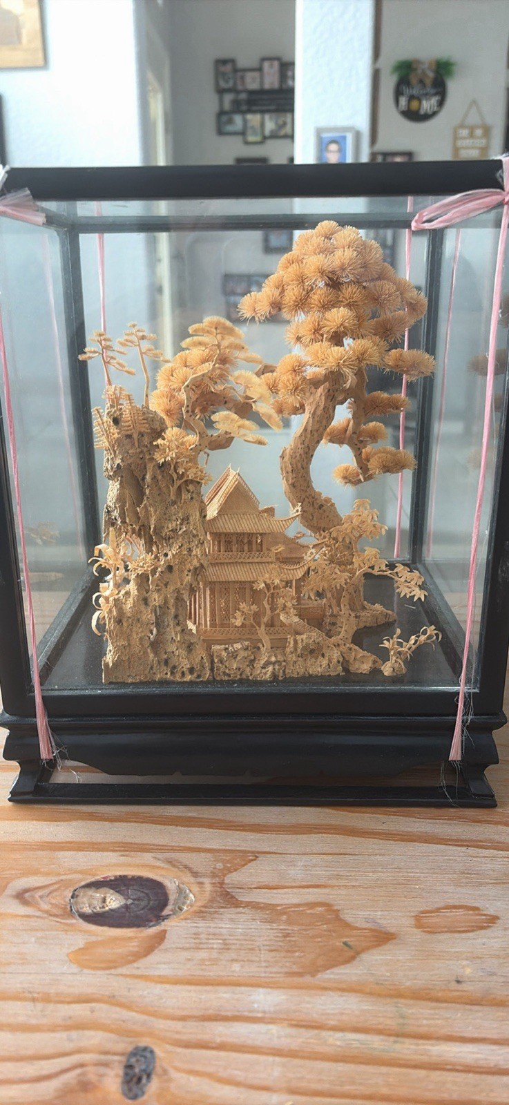 Vintage Chinese Cork Carving Diorama