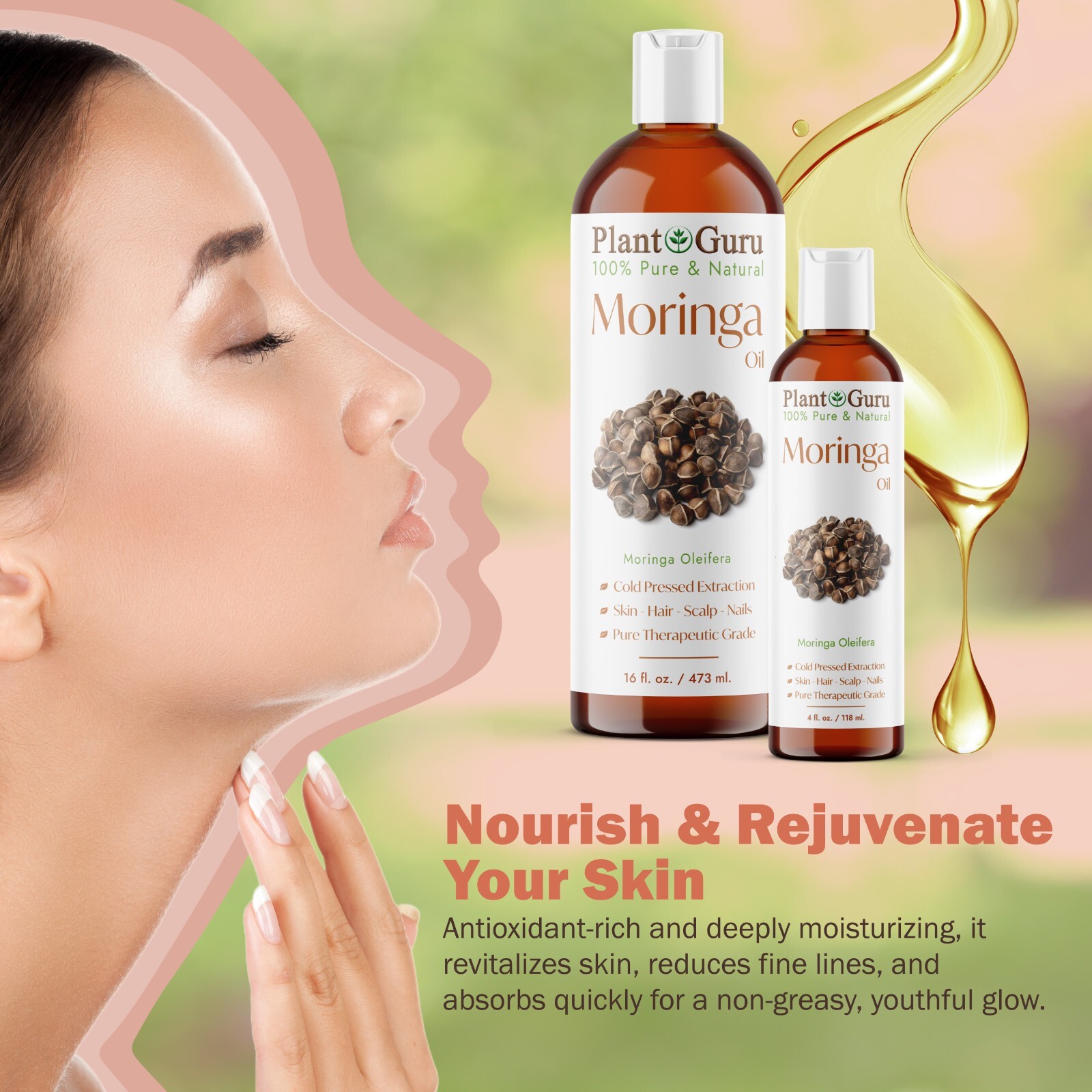 Moringa Oleifera Seed Oil Cold Pressed 100% Pure Natural Carrier