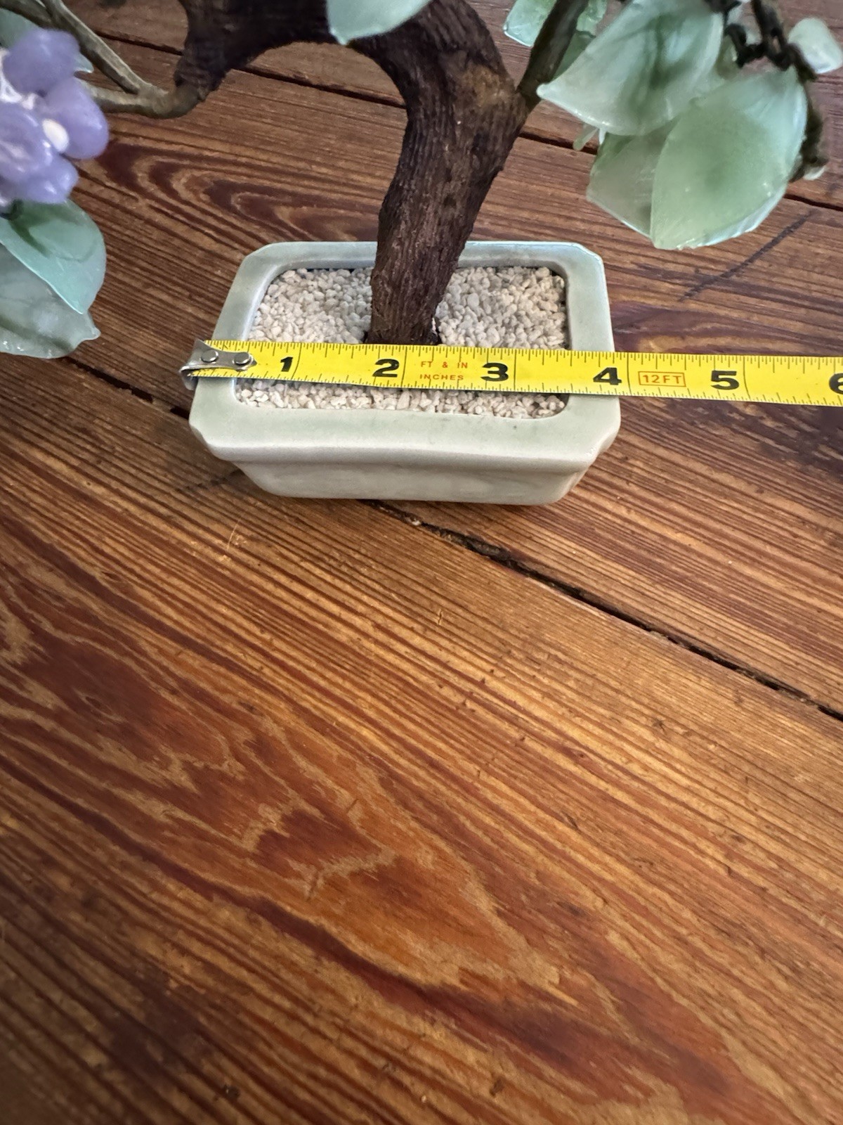 Antique Serpentine Jade and Semi Precious Stone Handcrafted Japanese Bonsai Tree