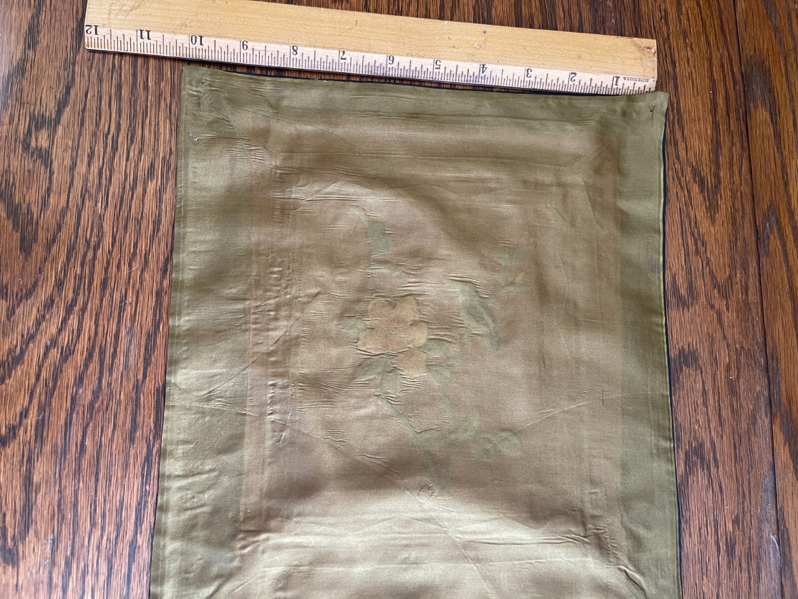 VINTAGE CHINA SILK EMBROIDERED PANEL BIRD BRANCH SQUARE (L)