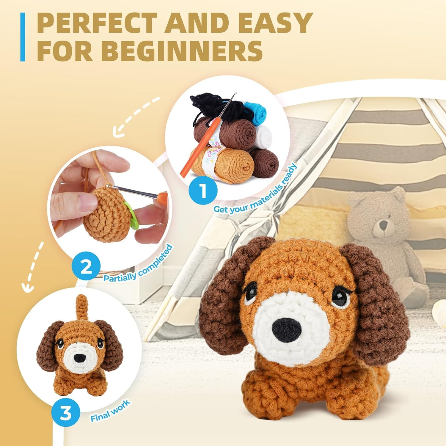 Crochet Kit for Beginners, Learn to Crochet, Include Easy Knitting Soft Yarn,…