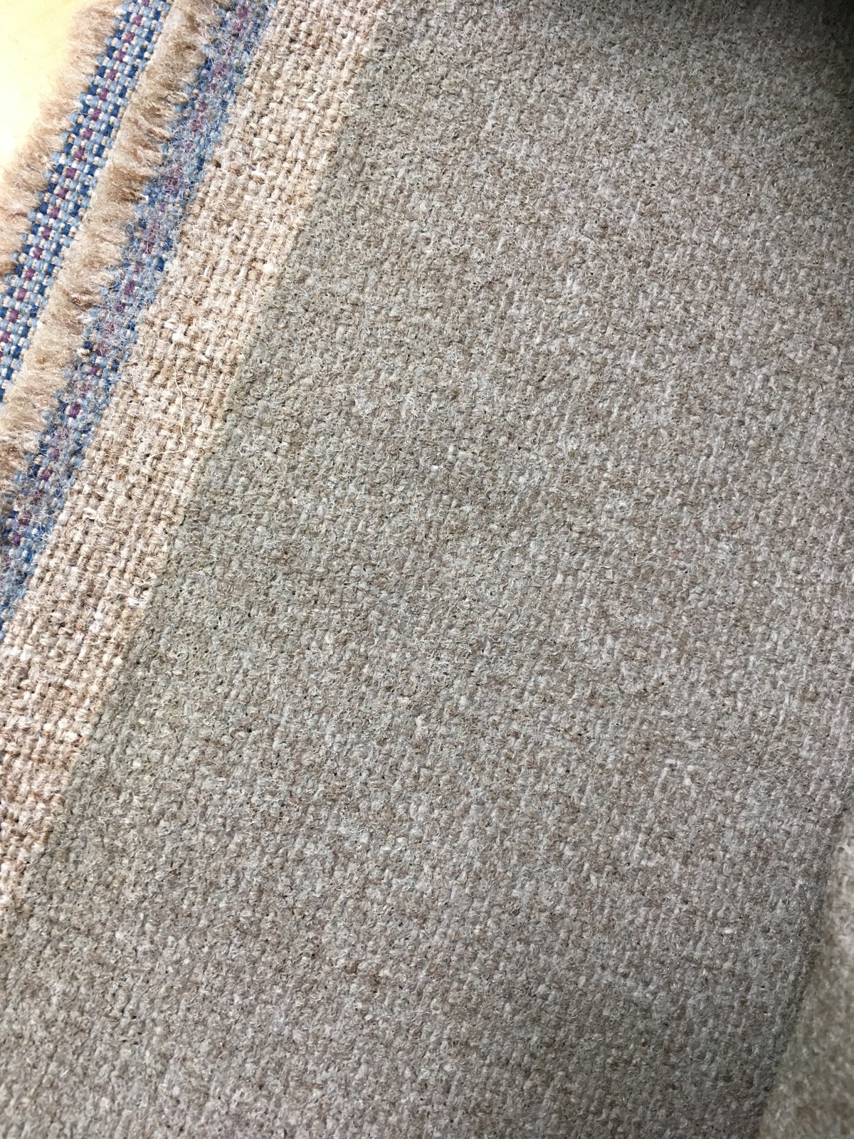 Vintage Heavy Tweed Upholstery Fabric Linen Cotton Blend Striped Selvage 5.5 Yds
