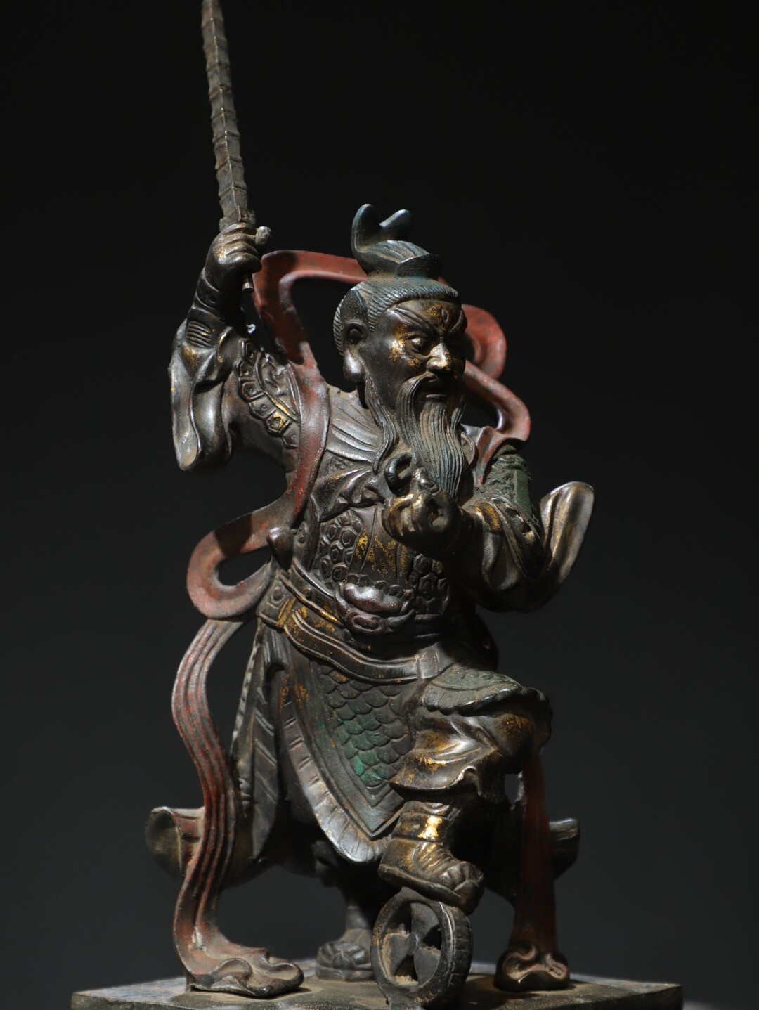 Home worship of religious bronze and gold statue of Wang Lingguan