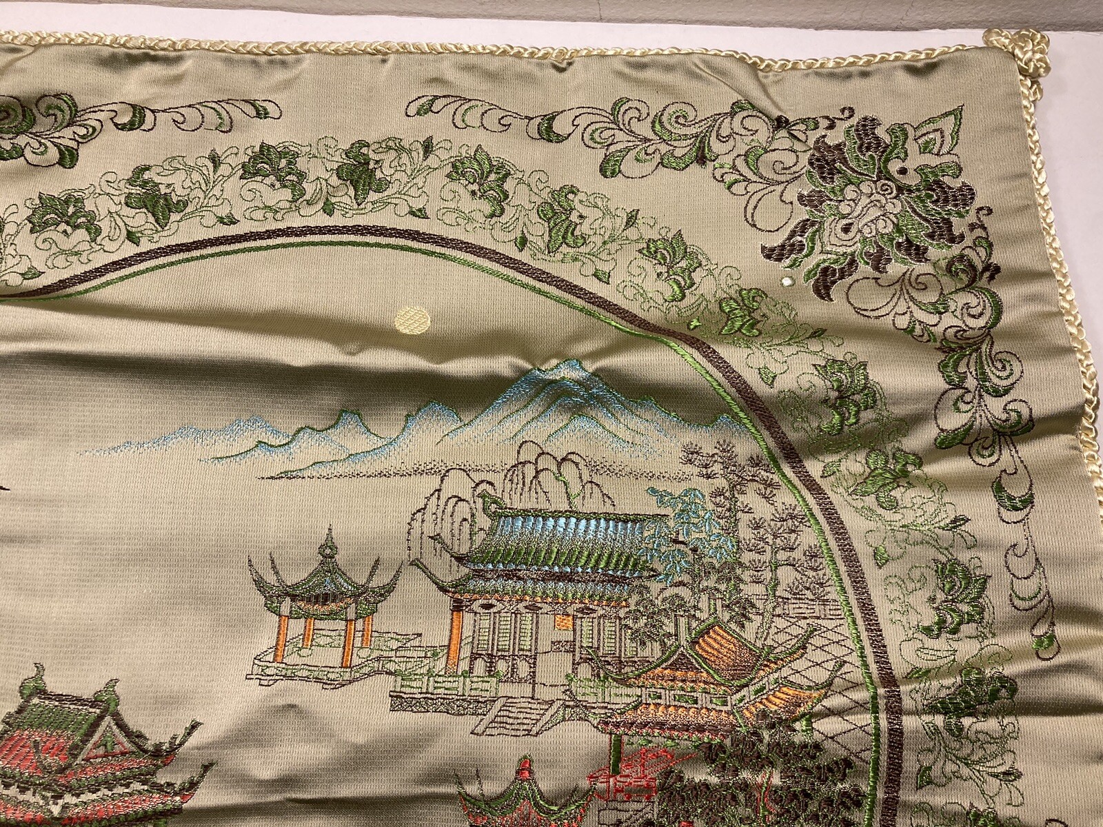 Vintage Chinese Silk Brocade Pillow Covers Tapestry Jin Sheng 18”