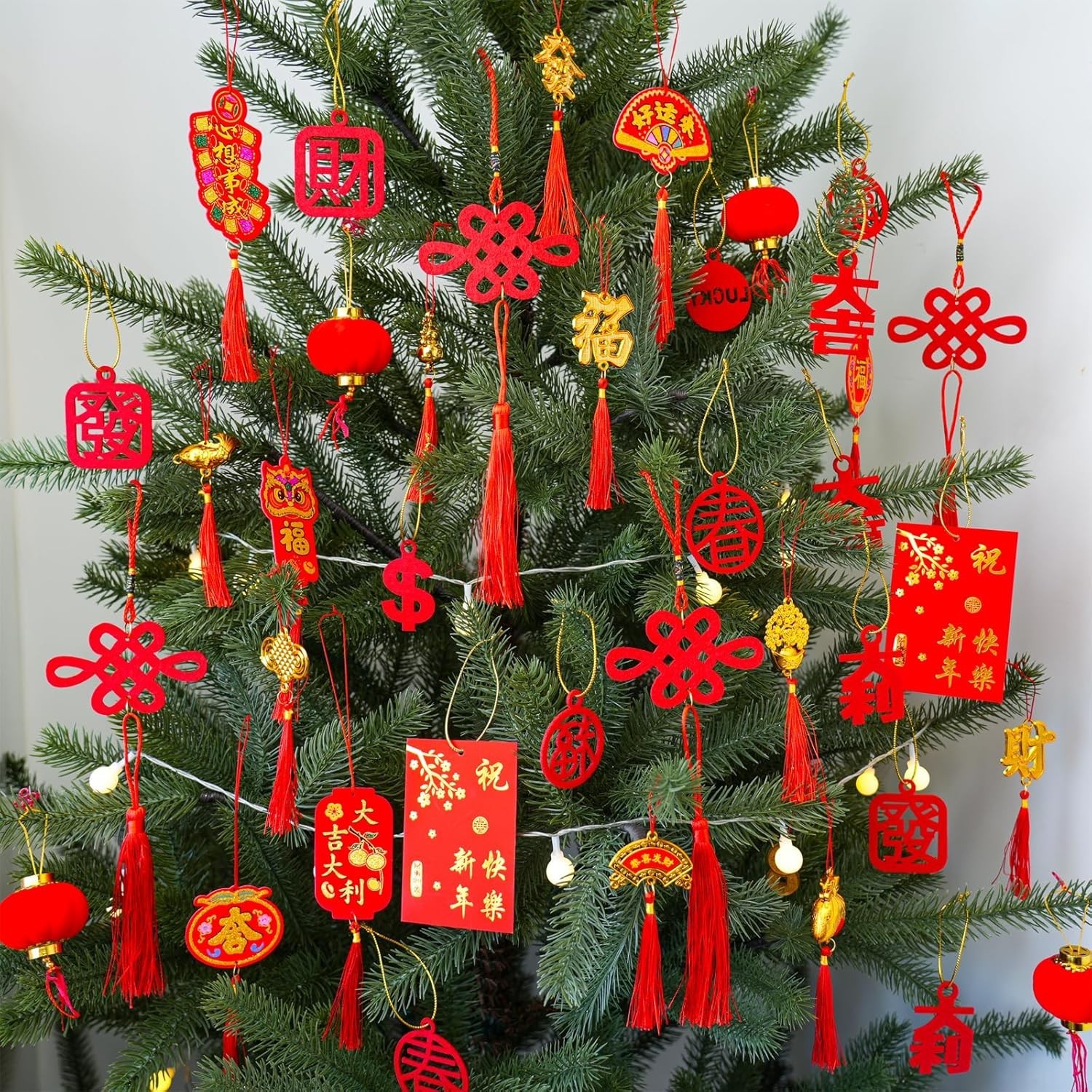 104-Pc Lunar New Red & Gold Blessing Decorations – Festive Ornament Kit