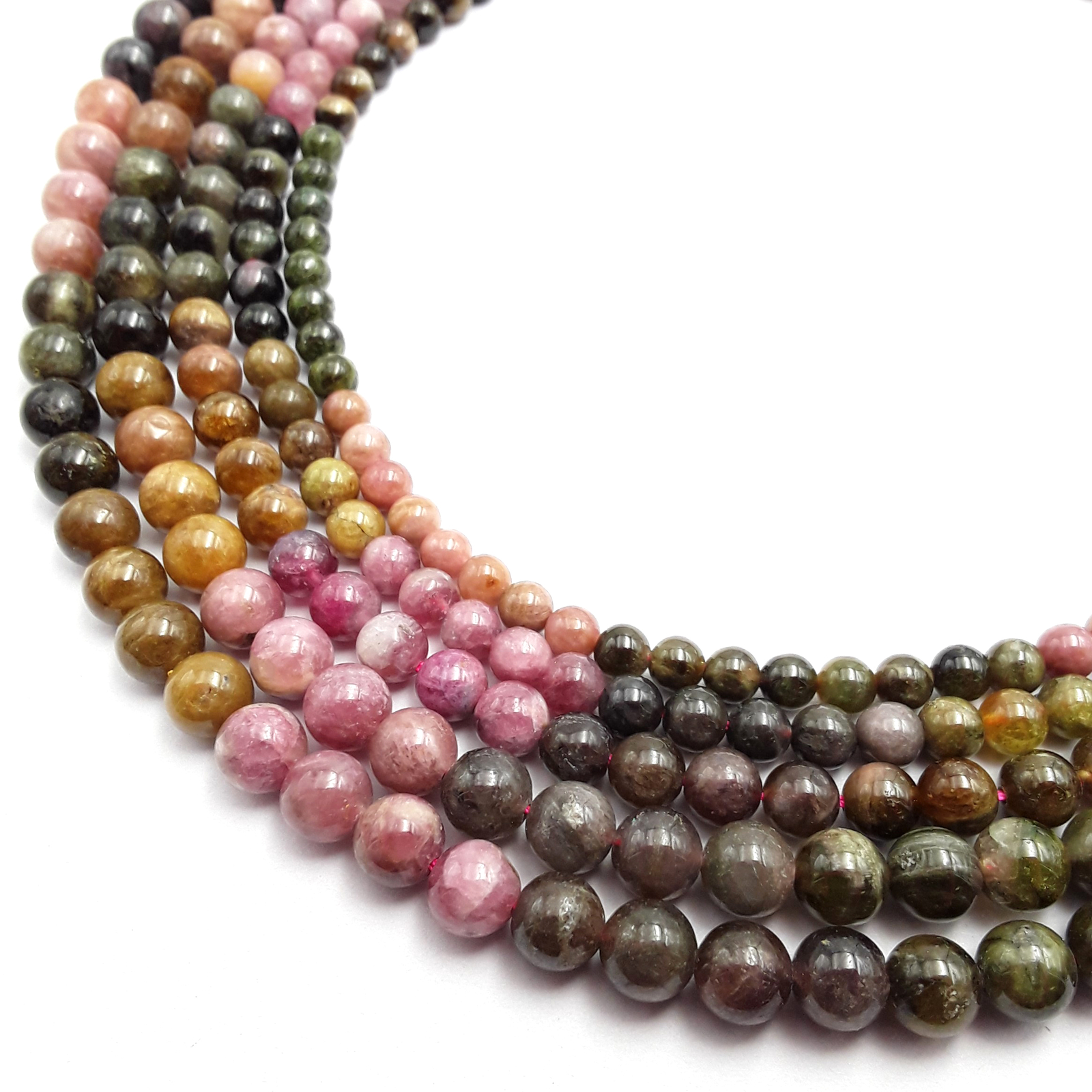 Watermelon Tourmaline Smooth Round Beads Size 3-4mm 5mm 6mm 7mm 15.5″ Strand