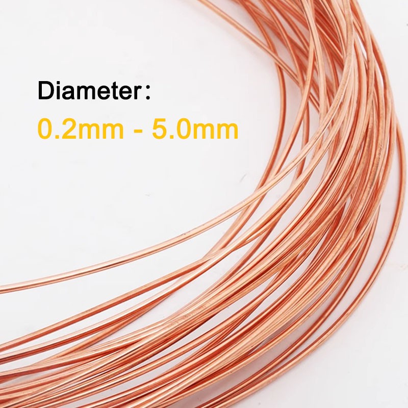 99.9% Round Copper Wire T2 Solid Bare Uncoated 0.2mm to 3.0mm Diameter By Metre