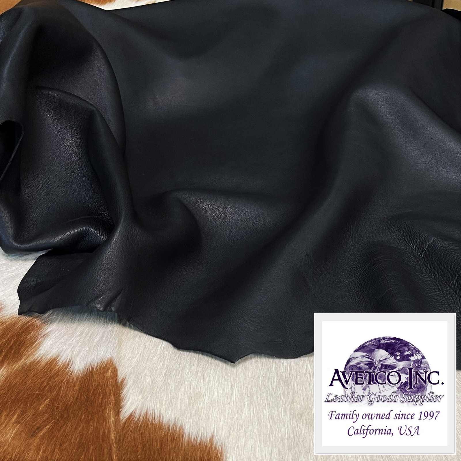 Avetco Inc Economy Lamb Sheep Nappa Soft Leather hide skin 2/3 oz Black