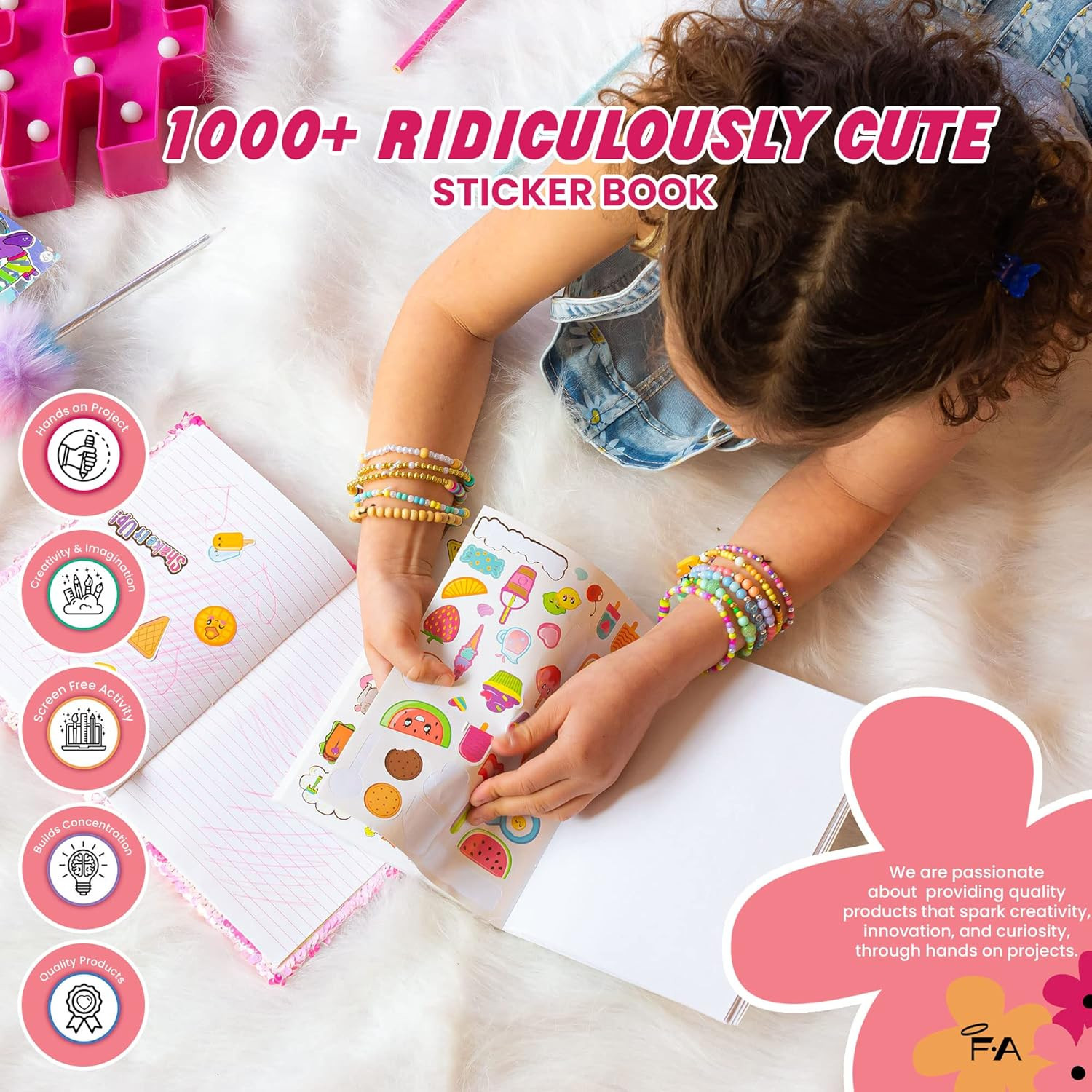 1000+ Cute Kids Stickers Book 40 Pages Scrapbook Planner Craft Reward Stickers