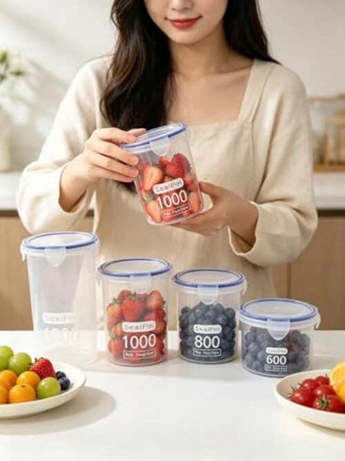 Food Storage Containers Set for 4 Pack, Freezer Containers with Airtight Lids