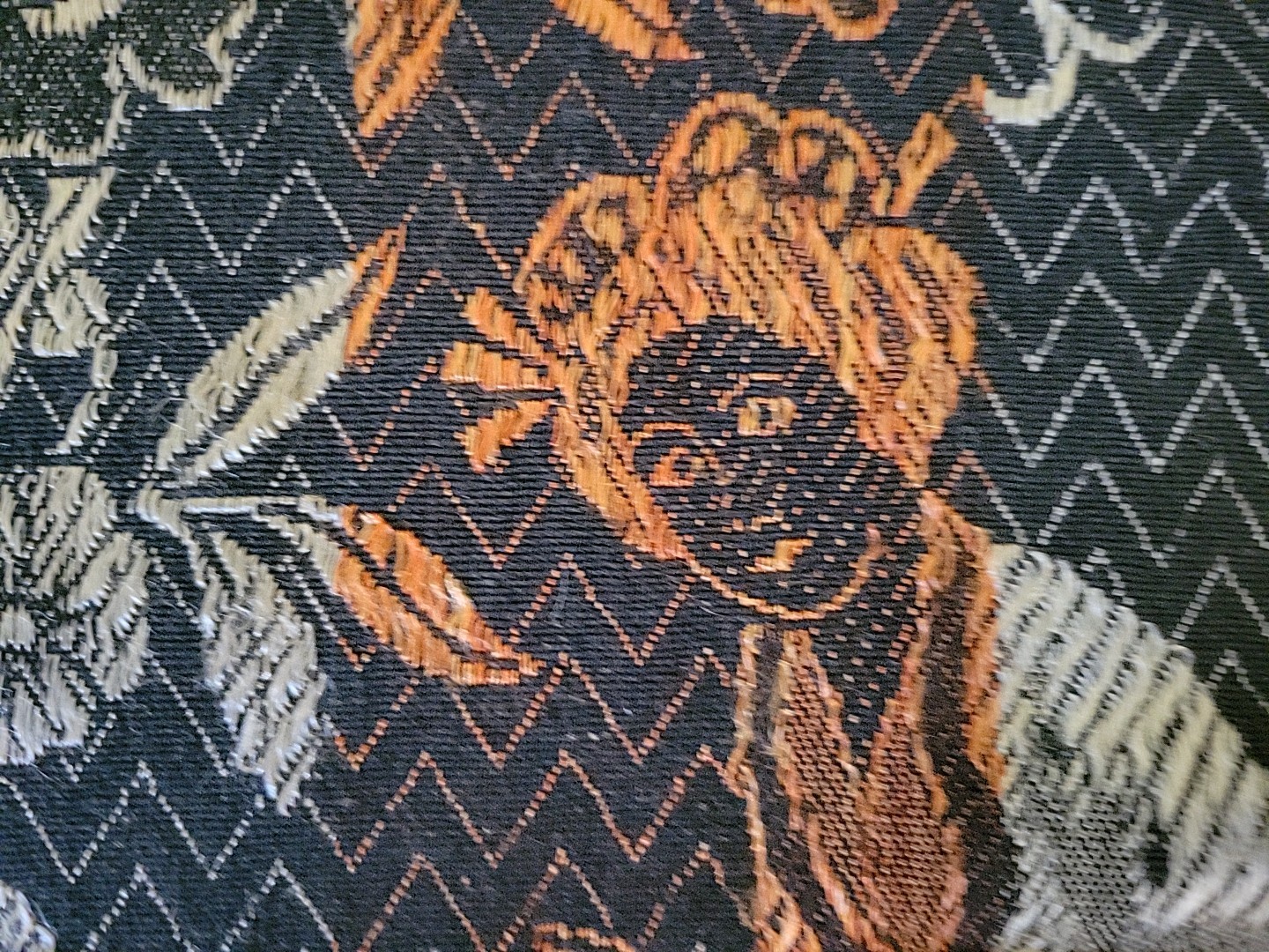 Vintage Asian Brocade Floral Silk Tapestry Bedcover Fringe Double Sided