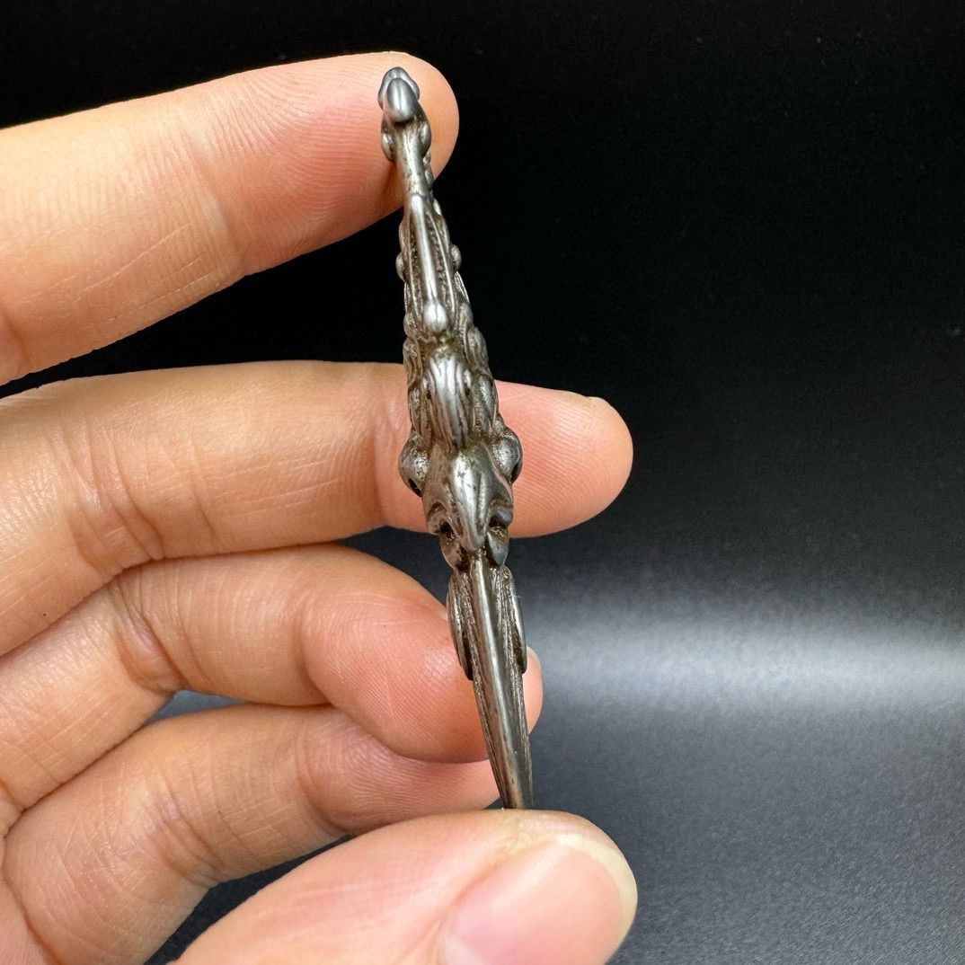 Nepal Tibetan Iron Meteorite Dragon Pendant Carved Tibetan Amulet Charm