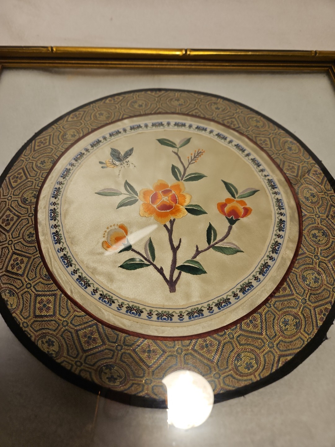 Vintage Bamboo Floating Framed Silk Embroidery Art Panel China 14 X 14 In