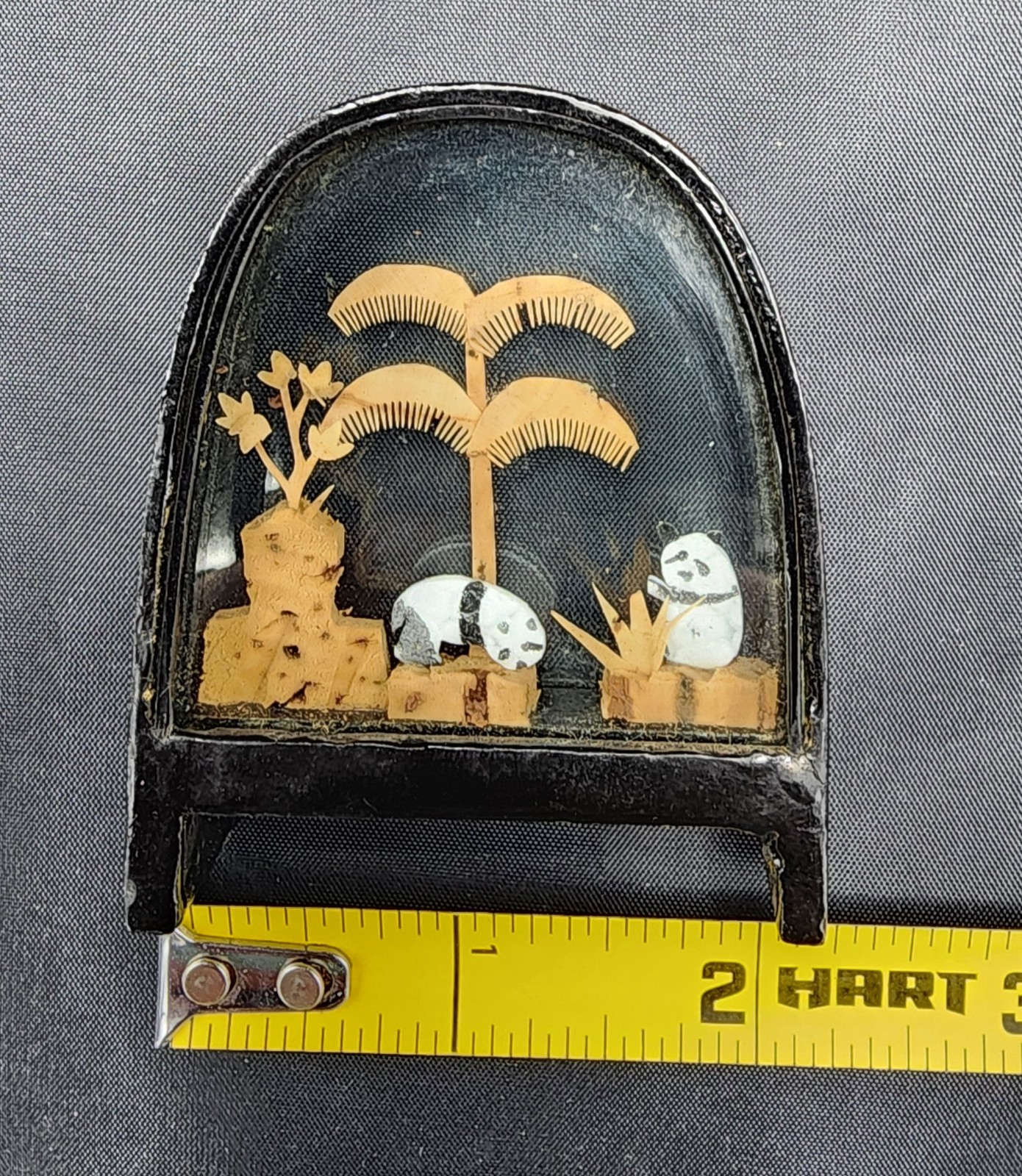 Vintage Hand Carved Chinese Asian Cork Diorama 3D Scene Tree Bamboo Panda
