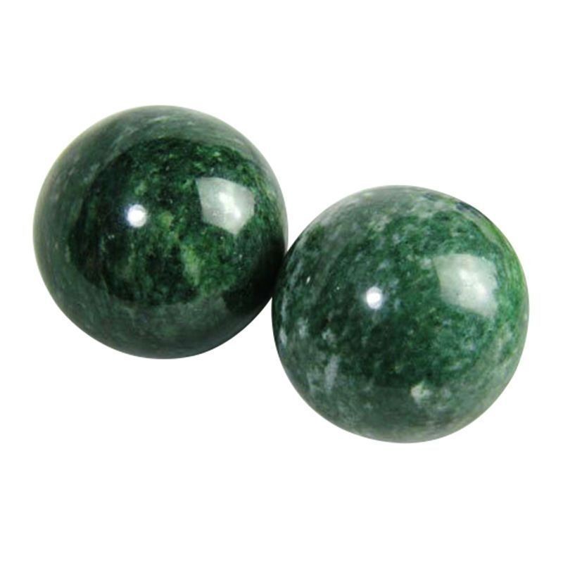 Natural Jade Medicinal Stone Hand Exercise Balls 4cm Pair Massage Wellness