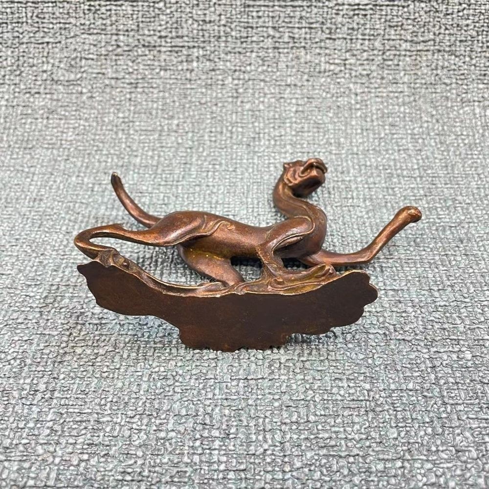 4pcs Vintage Alloy Mythical Beast Statue Set 4pcs Fengshui Home Decor Figurine