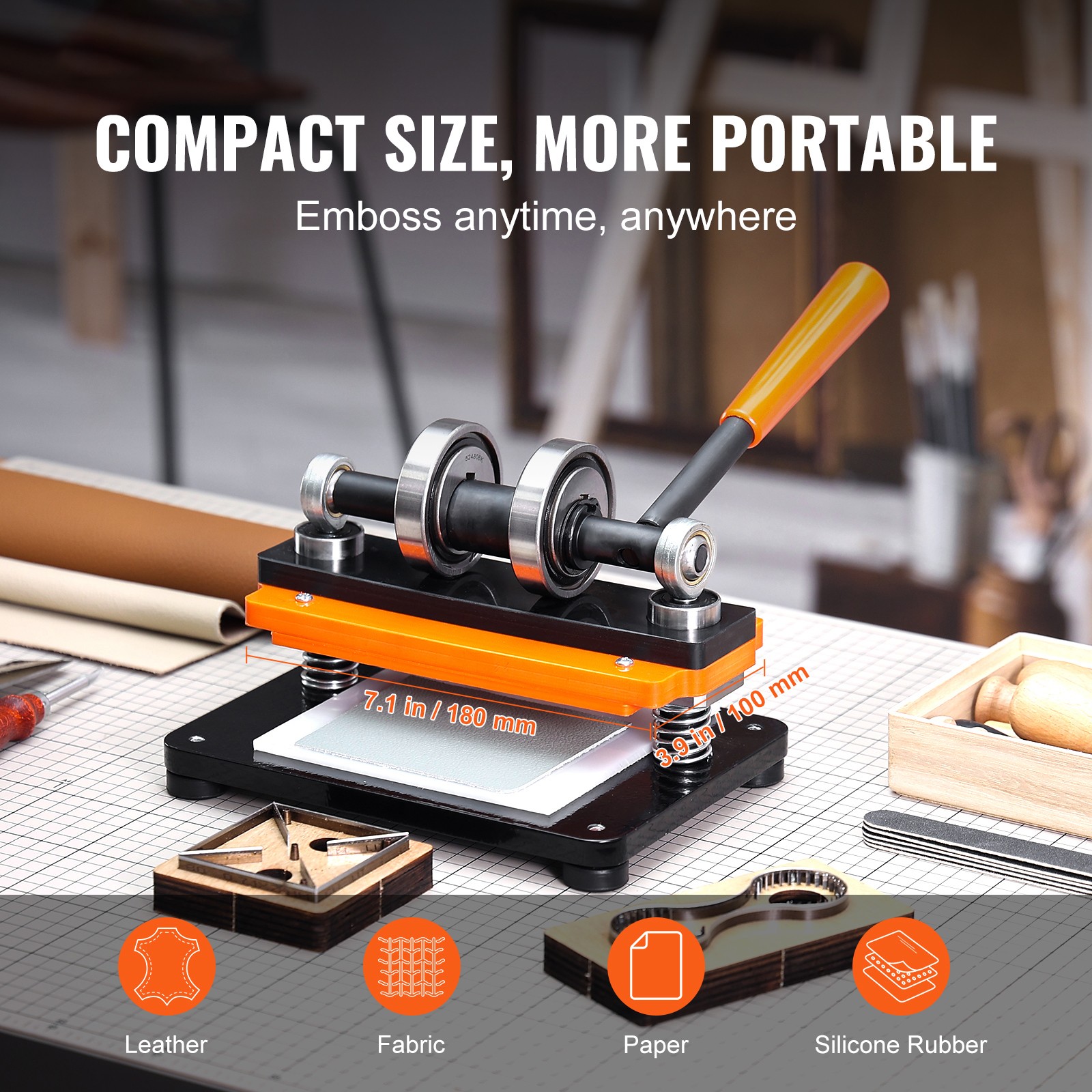 Leather Cutting Machine Embossing Plate Manual Die Cutter 7.1 x 3.9 in