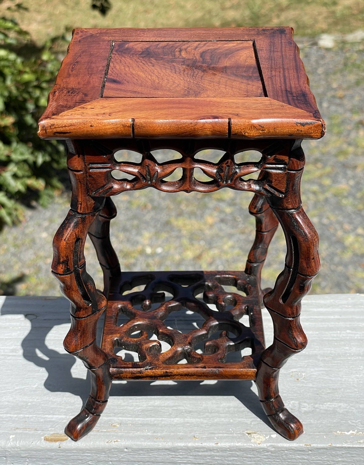 20th C. Chinese Hand Carved Openwork Wood Footed Stand Base Display Table Holder