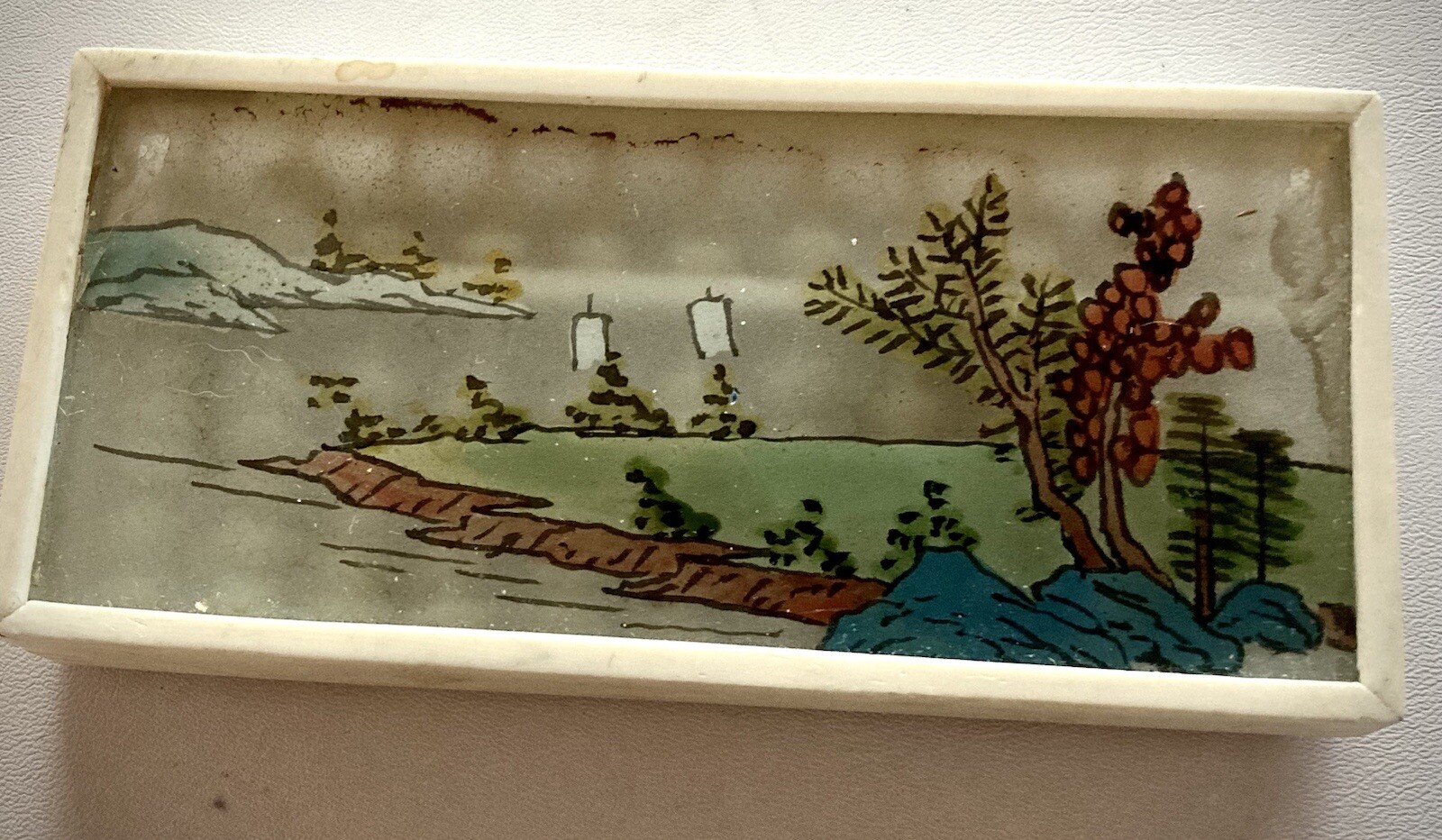 Interesting Unique Small Reverse Painted Chinese Abacas-Glass/Bovine Bone?VINT.