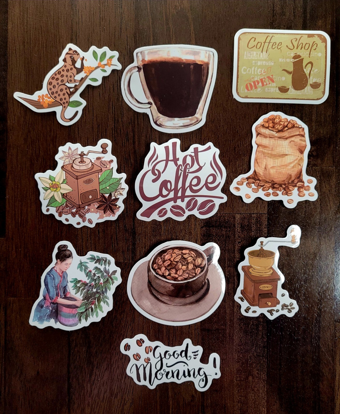 STICKERS x 10 COFFEE Large Vinyl Shop Stickers CO2