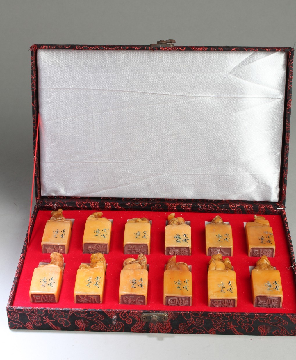 A set of twelve inked chinese zodiac signs or astrological symbol