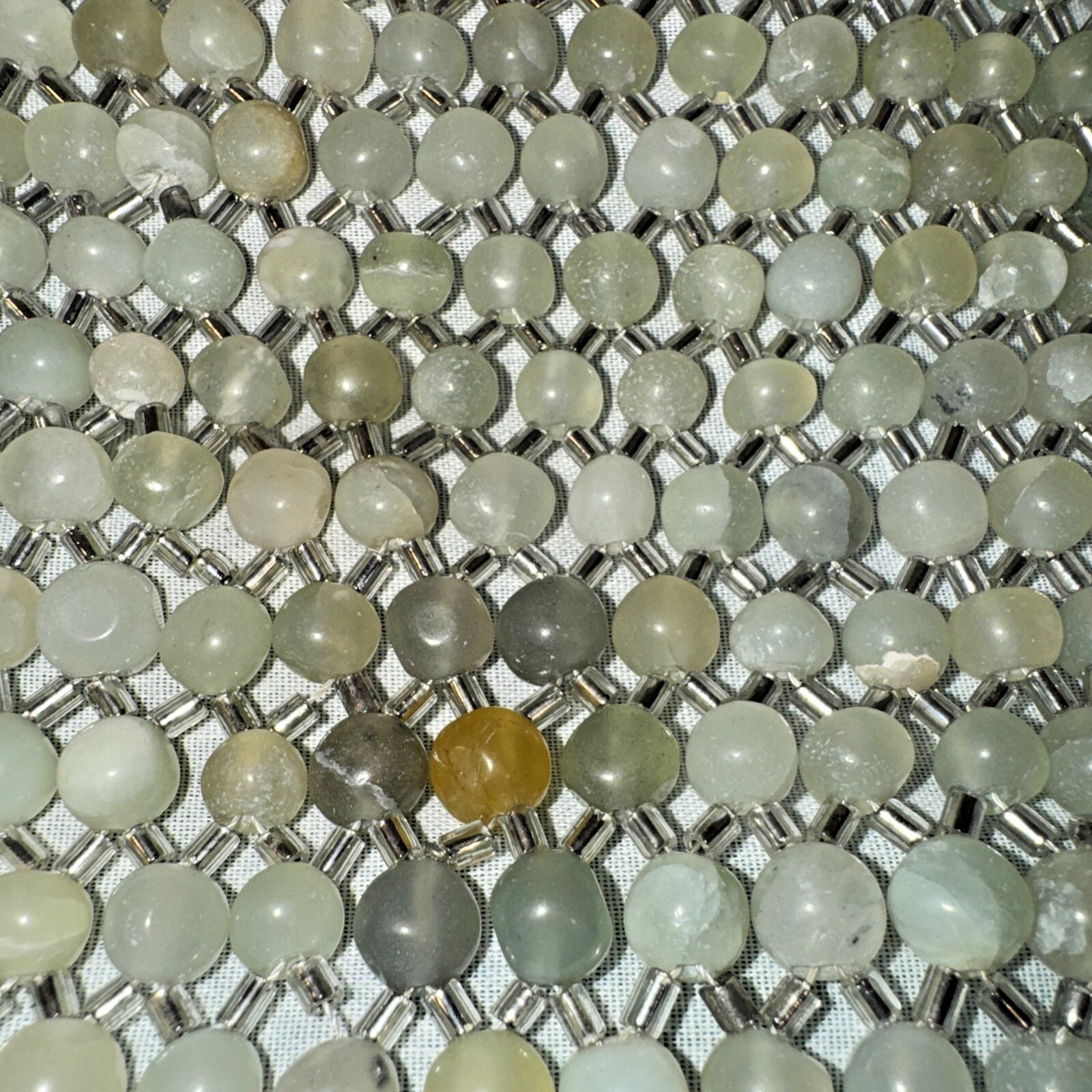 Vintage Healing Jade Crystal Stone 1035 Beads Chinese Pillow 20″ x 12″ 1Lb 10oz