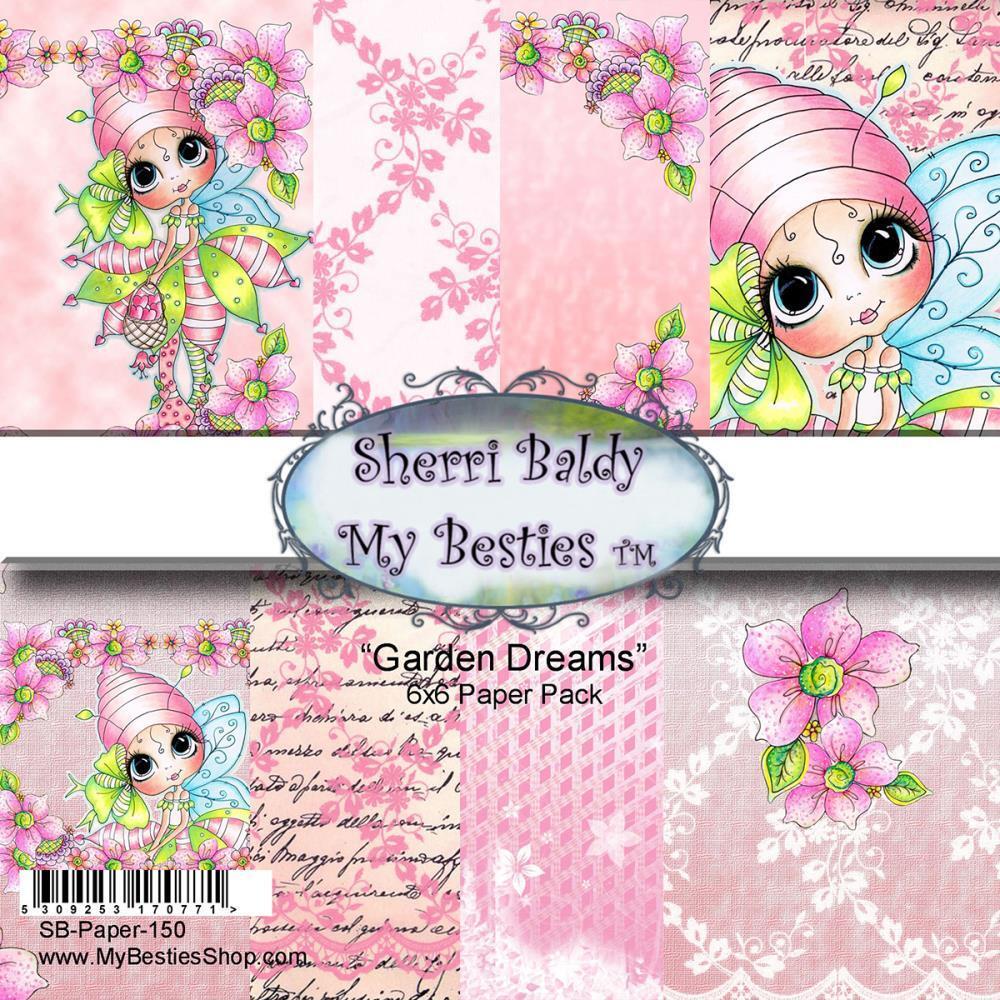 NEW My-Besties SCRAPBOOK PAPER PACK SET 6 X 6″ one sided GARDEN DREAMS