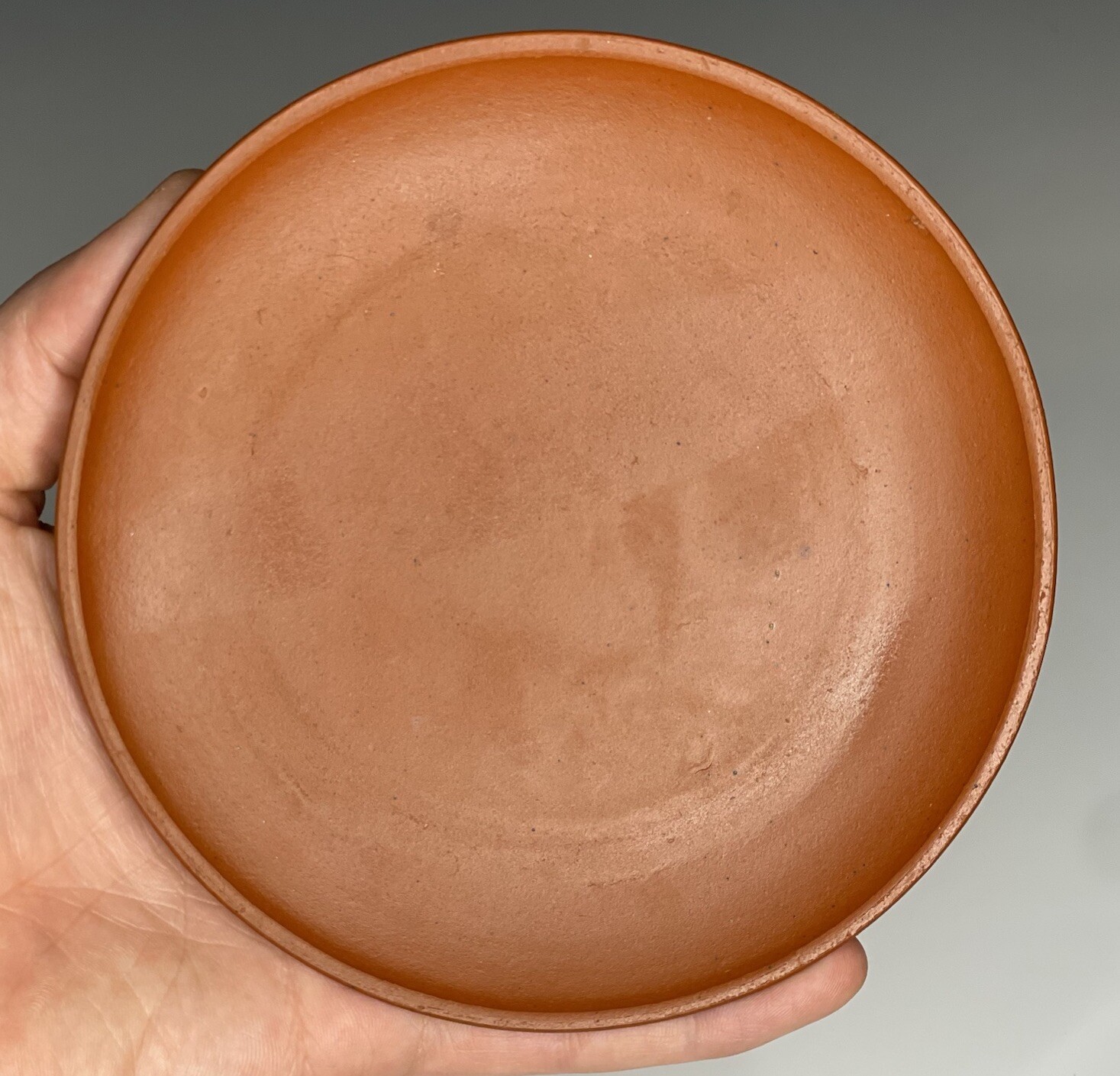Vintage 20th C. 5″ Yixing Red Ware Pottery Tea Plate Saucer Nappy Asian Chinese