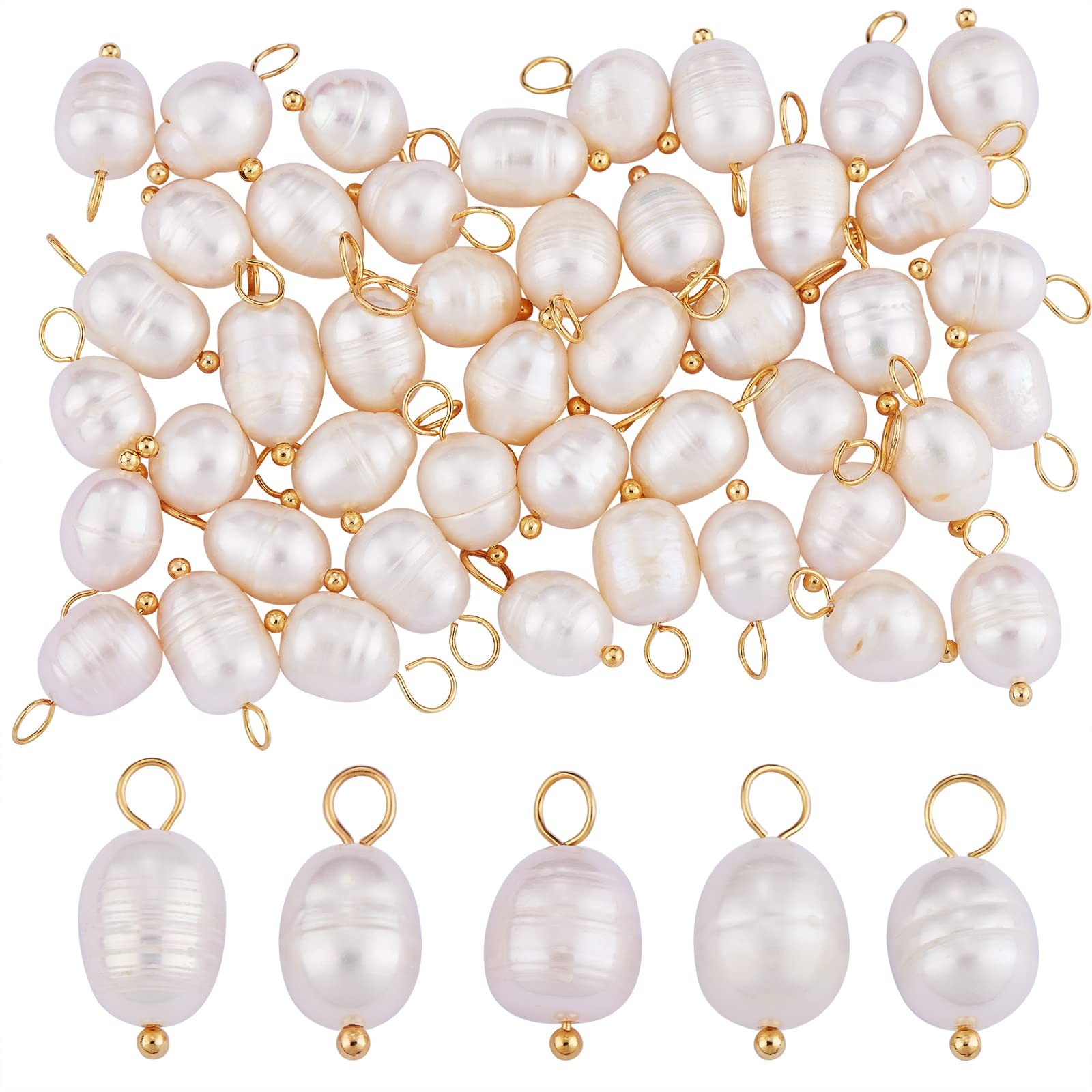 Freshwater Pearl Charms for Jewelry Making, 50Pcs