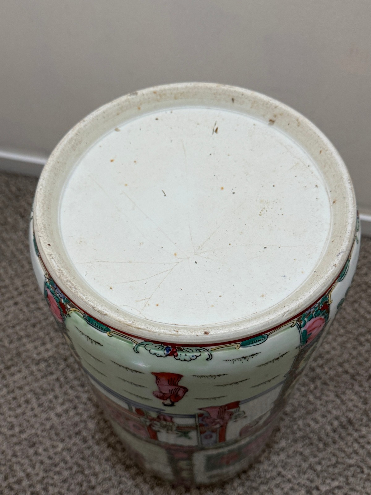Vtg Mid 20th c. Chinese Famille Rose Medallion Umbrella Stand Entryway Holder